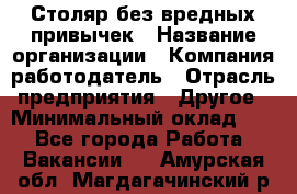 Столяр без вредных привычек › Название организации ­ Компания-работодатель › Отрасль предприятия ­ Другое › Минимальный оклад ­ 1 - Все города Работа » Вакансии   . Амурская обл.,Магдагачинский р-н